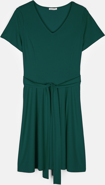 Zielona sukienka Gate z krótkim rękawem