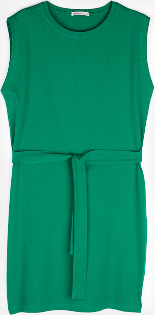 Zielona sukienka Gate z okrągłym dekoltem bez rękawów prosta