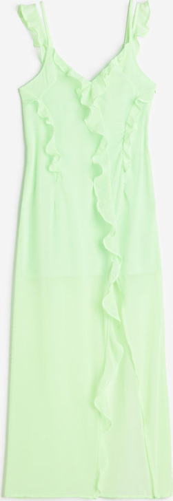 Zielona sukienka H & M mini z dekoltem w kształcie litery v na ramiączkach