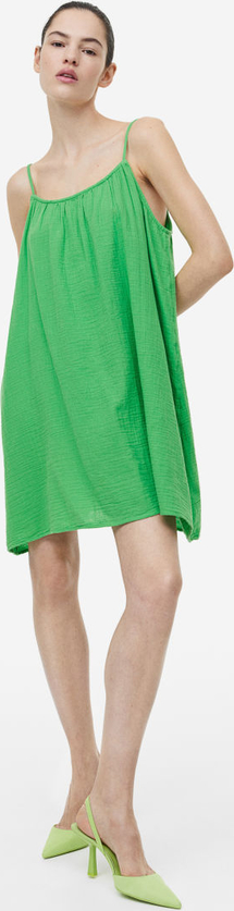 Zielona sukienka H & M mini z tkaniny na ramiączkach