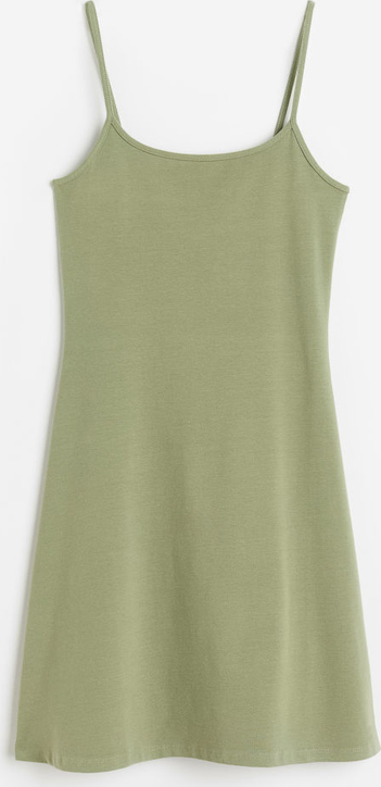 Zielona sukienka H & M na ramiączkach mini z dżerseju