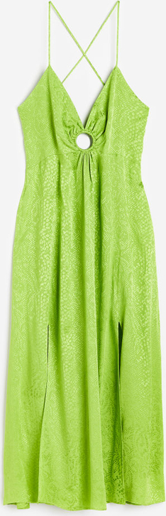 Zielona sukienka H & M prosta z dekoltem w kształcie litery v maxi