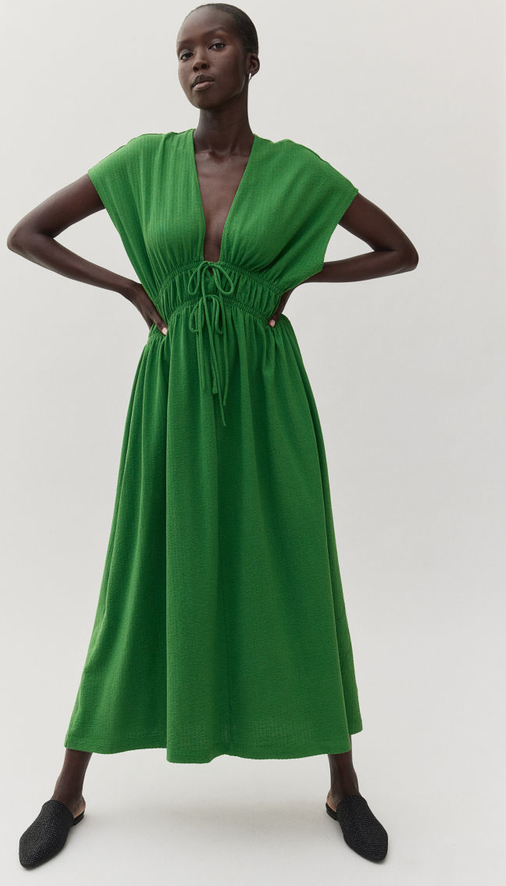 Zielona sukienka H & M w stylu casual z dżerseju maxi
