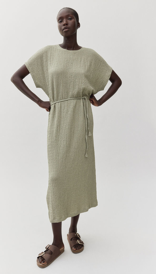 Zielona sukienka H & M z długim rękawem w stylu casual midi