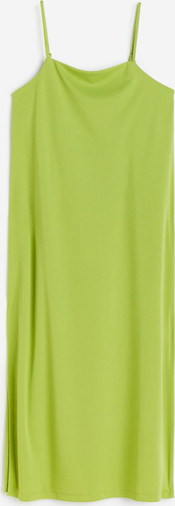 Zielona sukienka H & M z okrągłym dekoltem prosta na ramiączkach