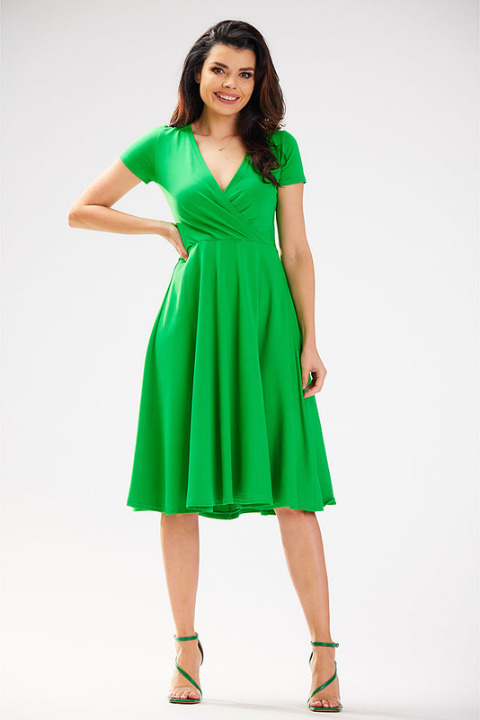 Zielona sukienka Infinite You midi z bawełny z dekoltem w kształcie litery v