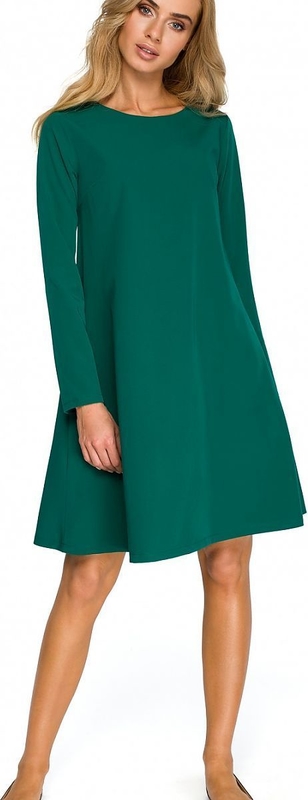 Zielona sukienka issysklep.pl z długim rękawem z okrągłym dekoltem