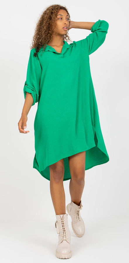 Zielona sukienka ITALY MODA asymetryczna midi z długim rękawem