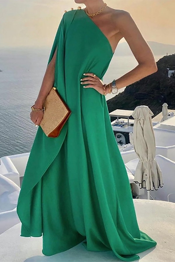 Zielona sukienka IVET oversize z dekoltem w kształcie litery v