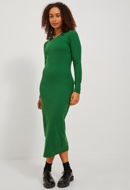 Zielona sukienka Jjxx maxi dopasowana z długim rękawem