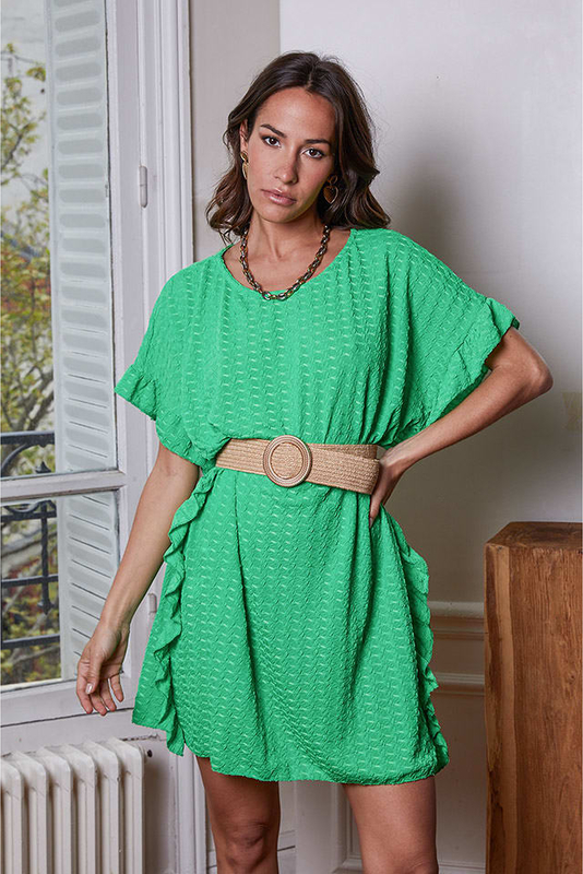 Zielona sukienka Joséfine z krótkim rękawem
