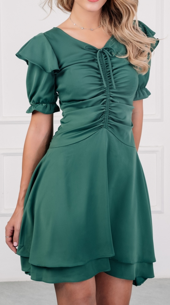 Zielona sukienka Justmelove z krótkim rękawem mini
