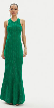 Zielona sukienka Karl Lagerfeld maxi z okrągłym dekoltem