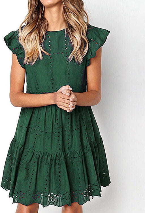 Zielona sukienka Kendallme z okrągłym dekoltem w stylu boho oversize