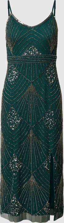 Zielona sukienka Lace & Beads na ramiączkach prosta maxi