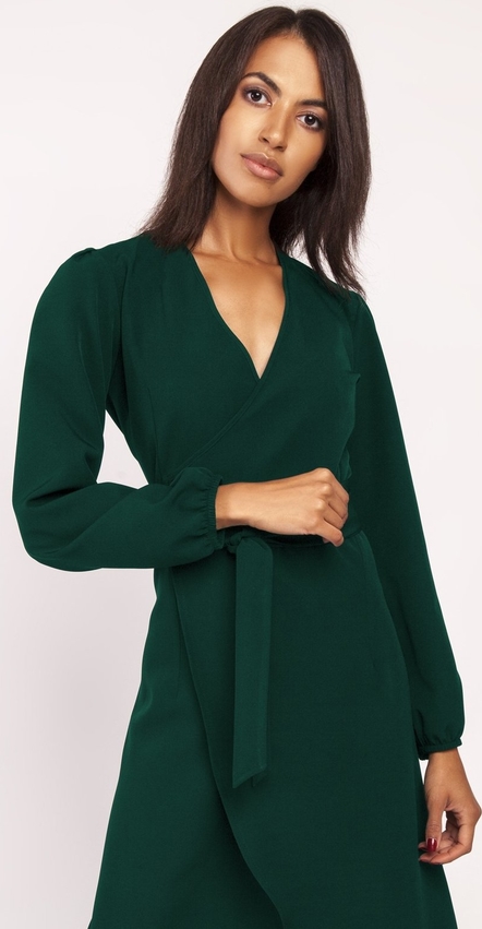 Zielona sukienka Lanti asymetryczna mini z dekoltem w kształcie litery v