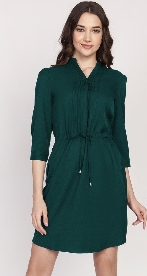 Zielona sukienka Lanti z długim rękawem mini w stylu casual