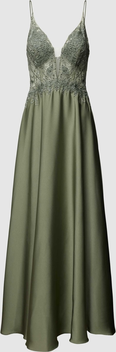 Zielona sukienka Laona maxi rozkloszowana na ramiączkach