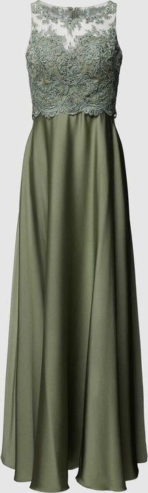 Zielona sukienka Laona maxi rozkloszowana z okrągłym dekoltem