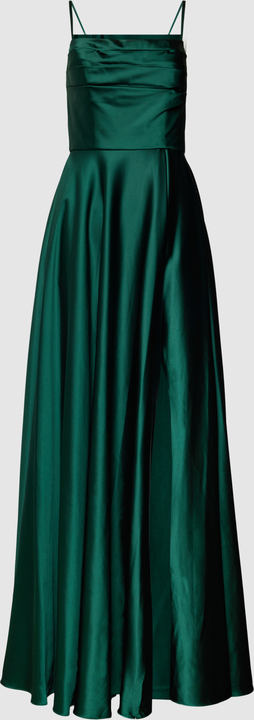 Zielona sukienka Laona z satyny z dekoltem w kształcie litery v maxi