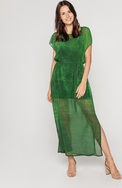 Zielona sukienka Lavard z szyfonu maxi