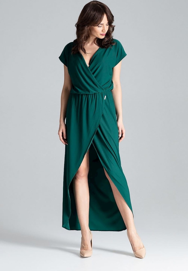 Zielona sukienka LENITIF asymetryczna