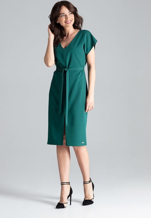Zielona sukienka LENITIF z dekoltem w kształcie litery v