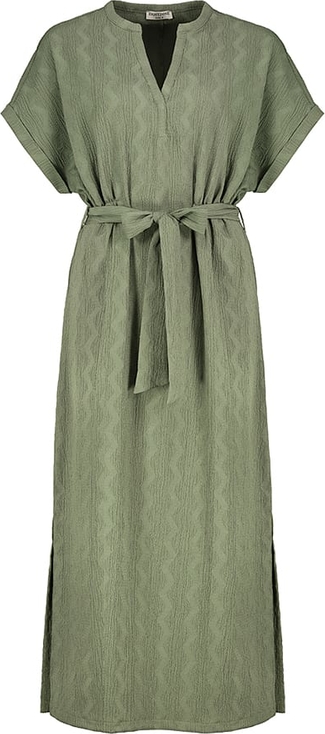 Zielona sukienka Limango Polska z krótkim rękawem z dekoltem w kształcie litery v w stylu casual
