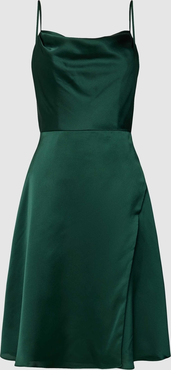 Zielona sukienka Luxuar Fashion z okrągłym dekoltem z satyny mini