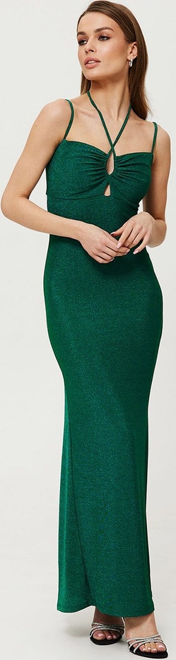 Zielona sukienka Makover dopasowana maxi metaliczny