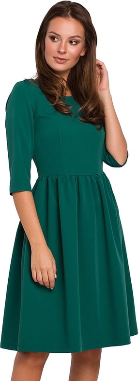 Zielona sukienka Makover mini z dekoltem w kształcie litery v z długim rękawem