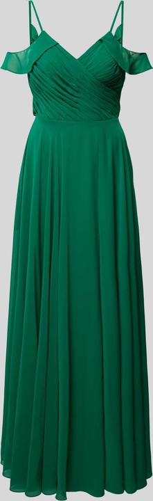 Zielona sukienka Mascara z dekoltem w kształcie litery v z szyfonu maxi