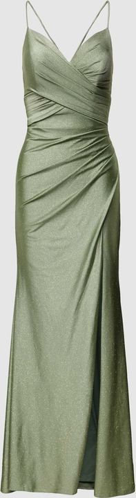 Zielona sukienka Mascara z satyny na ramiączkach maxi