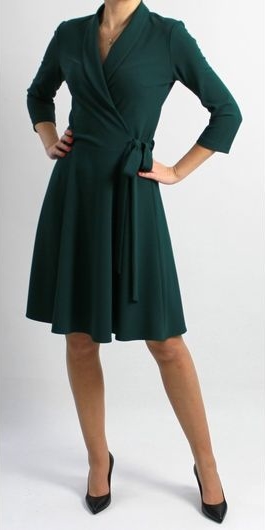 Zielona sukienka Mm Fashion z dekoltem w kształcie litery v z długim rękawem