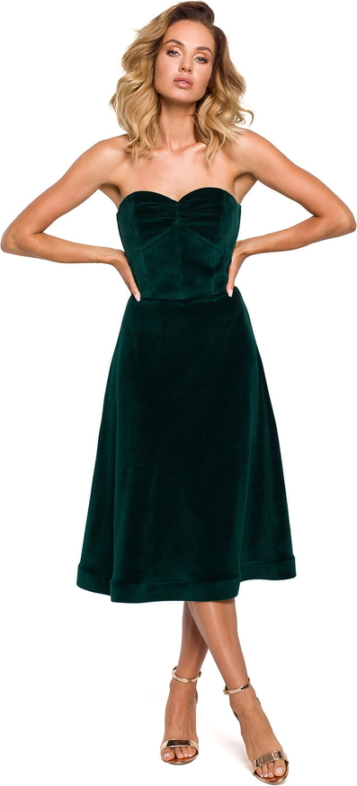 Zielona sukienka MOE gorsetowa na ramiączkach midi