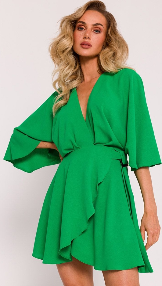 Zielona sukienka MOE mini rozkloszowana