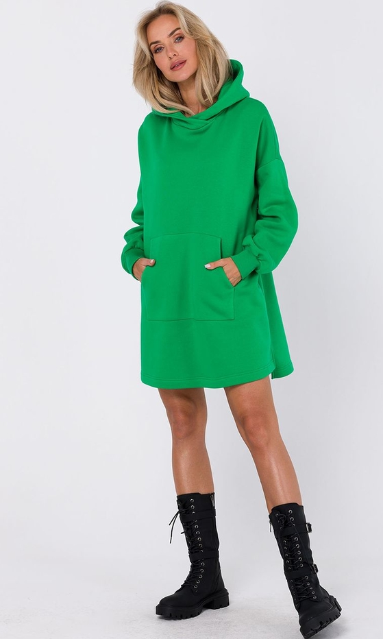 Zielona sukienka MOE mini w stylu casual z bawełny