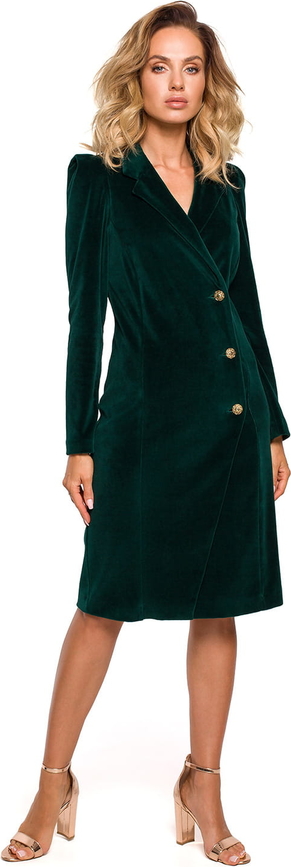 Zielona sukienka MOE z dekoltem w kształcie litery v w stylu klasycznym z bawełny