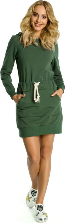 Zielona sukienka MOE z dekoltem w kształcie litery v z dresówki mini