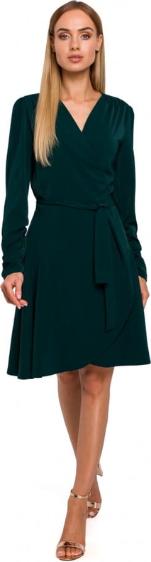 Zielona sukienka MOE z tkaniny z długim rękawem mini