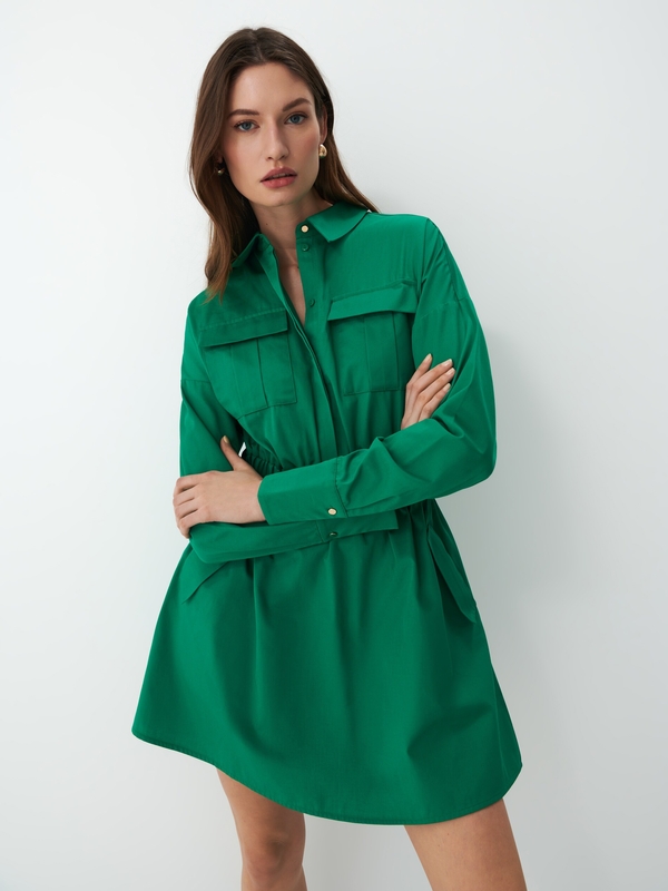 Zielona sukienka Mohito mini z bawełny