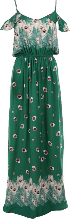Zielona sukienka Multu maxi z dekoltem w kształcie litery v