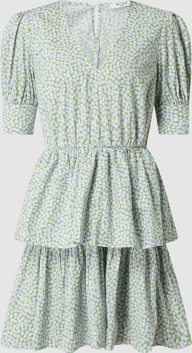 Zielona sukienka NA-KD mini w stylu casual z dekoltem w kształcie litery v
