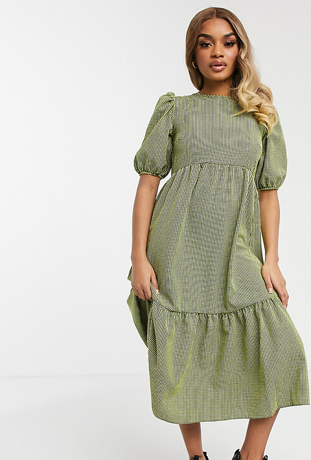 Zielona sukienka New Look Petite w stylu casual midi z bawełny
