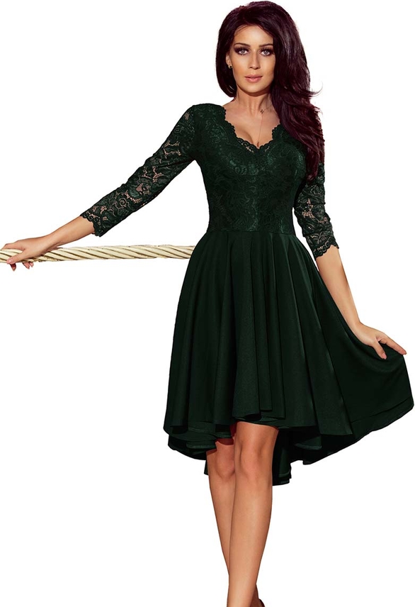 Zielona sukienka NUMOCO asymetryczna mini z długim rękawem