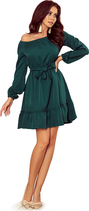 Zielona sukienka NUMOCO mini z okrągłym dekoltem