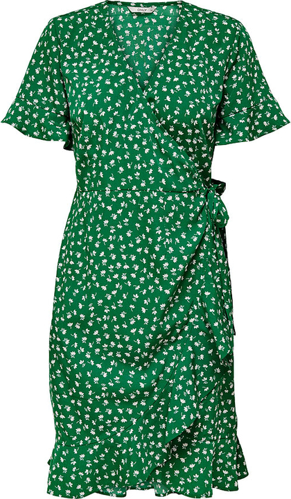 Zielona sukienka Only z dekoltem w kształcie litery v z krótkim rękawem mini