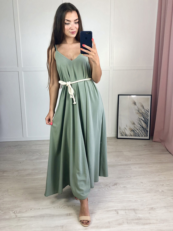 Zielona sukienka Produkt Włoski maxi