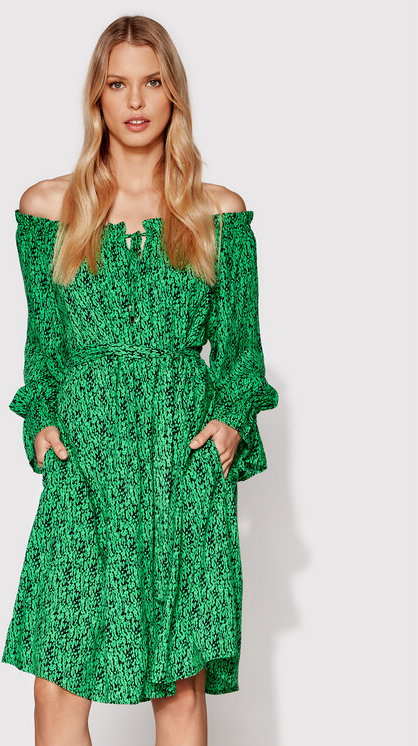 Zielona sukienka Rage Age z długim rękawem w stylu casual z dekoltem w kształcie litery v
