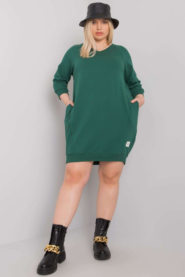 Zielona sukienka Relevance dla puszystych w stylu casual z bawełny